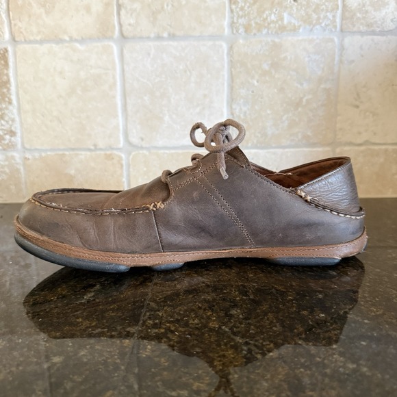 Olukai Ohana Lace-Up Shoes Mens Size 10.5 Brown Leather‎ Nubuck Casual Comfort main image 9